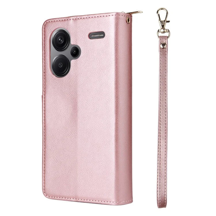 For Xiaomi Redmi Note 13 Pro+ 5G Leather Case Zipper Pocket Phone Cover with 9 Card Slots
