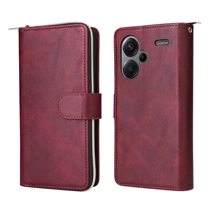For Xiaomi Redmi Note 13 Pro+ 5G Leather Case Zipper Pocket Phone Cover with 9 Card Slots