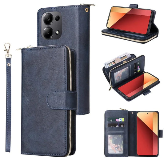 For Xiaomi Redmi Note 13 Pro 4G / Poco M6 Pro 4G Leather Case Zipper Wallet Phone Cover