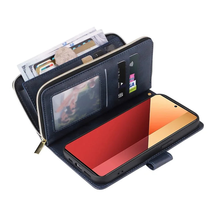 For Xiaomi Redmi Note 13 Pro 4G / Poco M6 Pro 4G Leather Case Zipper Wallet Phone Cover
