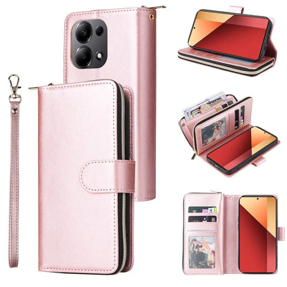 For Xiaomi Redmi Note 13 Pro 4G / Poco M6 Pro 4G Leather Case Zipper Wallet Phone Cover
