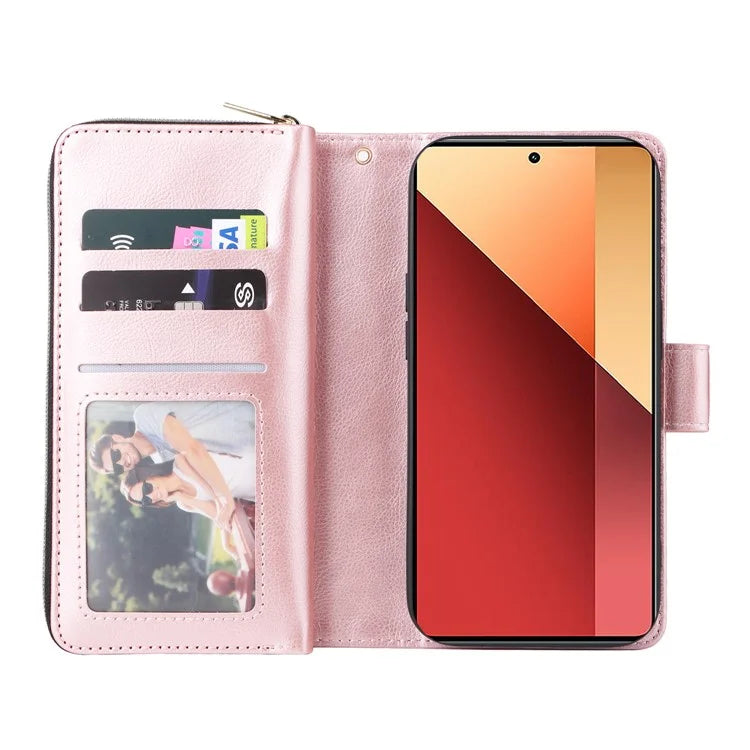 For Xiaomi Redmi Note 13 Pro 4G / Poco M6 Pro 4G Leather Case Zipper Wallet Phone Cover