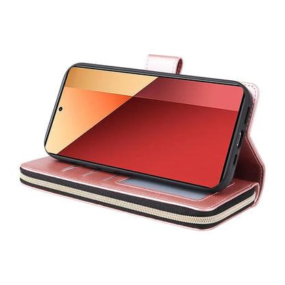 For Xiaomi Redmi Note 13 Pro 4G / Poco M6 Pro 4G Leather Case Zipper Wallet Phone Cover