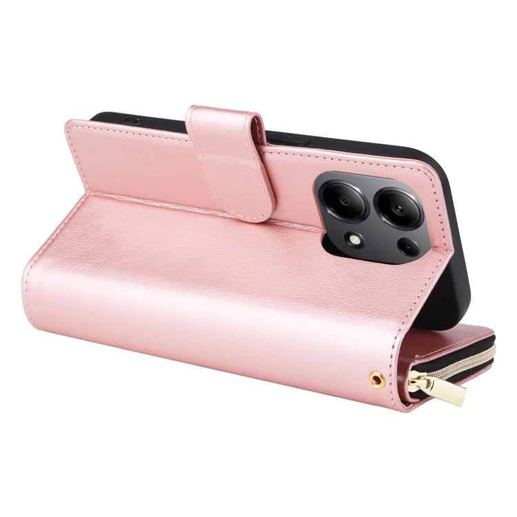 For Xiaomi Redmi Note 13 Pro 4G / Poco M6 Pro 4G Leather Case Zipper Wallet Phone Cover