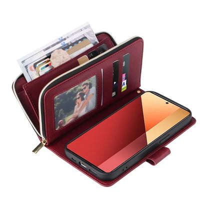 For Xiaomi Redmi Note 13 Pro 4G / Poco M6 Pro 4G Leather Case Zipper Wallet Phone Cover