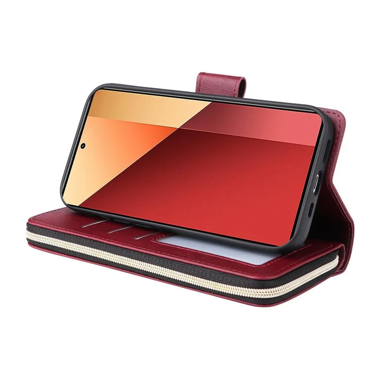 For Xiaomi Redmi Note 13 Pro 4G / Poco M6 Pro 4G Leather Case Zipper Wallet Phone Cover