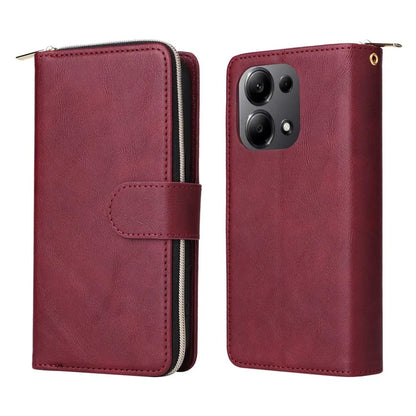 For Xiaomi Redmi Note 13 Pro 4G / Poco M6 Pro 4G Leather Case Zipper Wallet Phone Cover