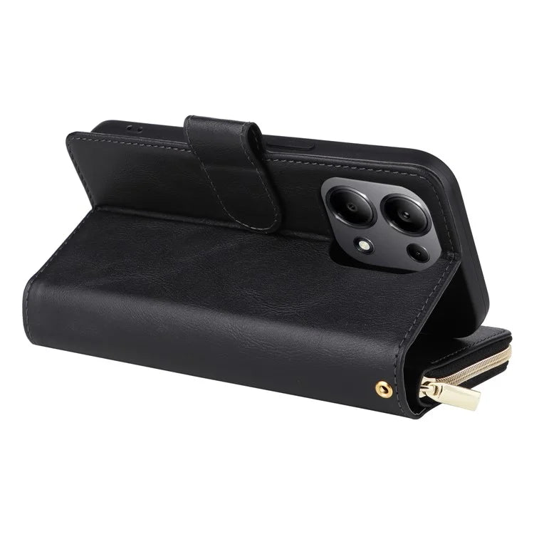 For Xiaomi Redmi Note 13 Pro 4G / Poco M6 Pro 4G Leather Case Zipper Wallet Phone Cover