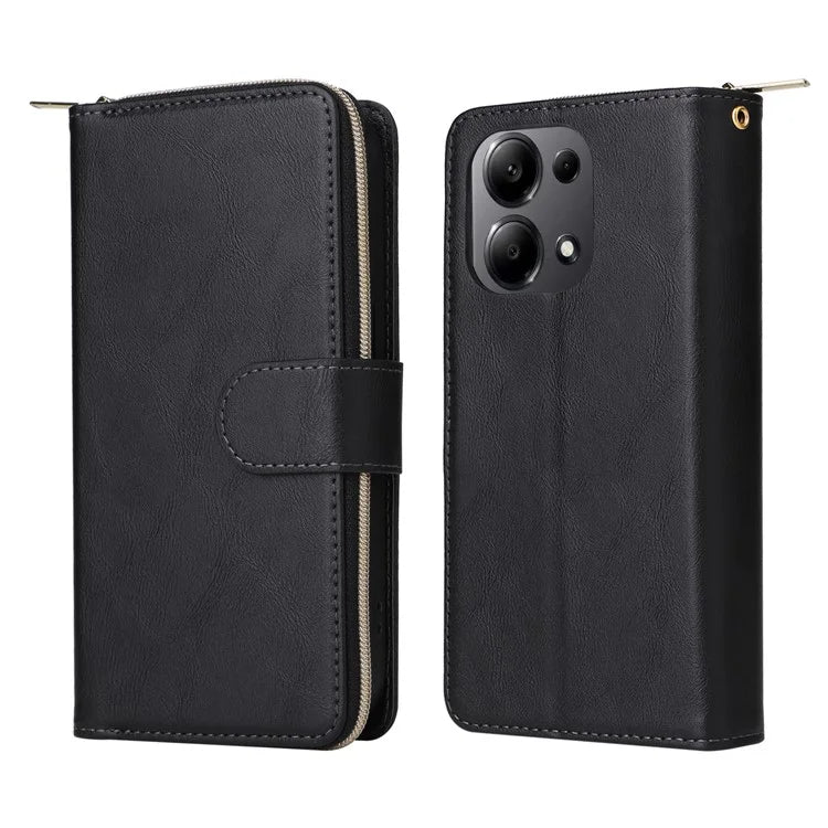 For Xiaomi Redmi Note 13 Pro 4G / Poco M6 Pro 4G Leather Case Zipper Wallet Phone Cover