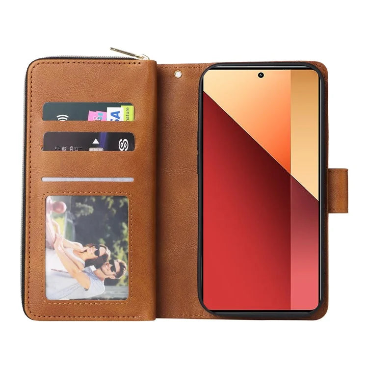 For Xiaomi Redmi Note 13 Pro 4G / Poco M6 Pro 4G Leather Case Zipper Wallet Phone Cover