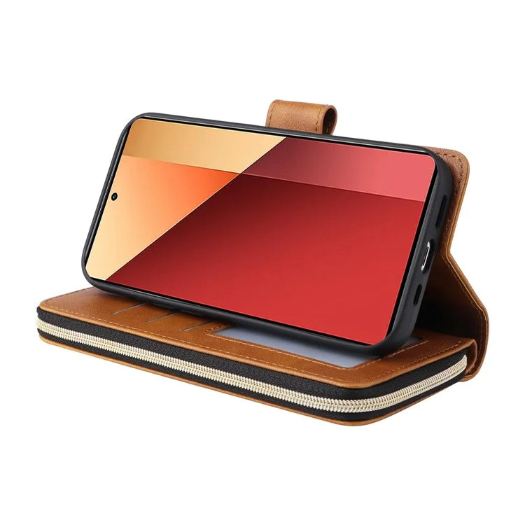 For Xiaomi Redmi Note 13 Pro 4G / Poco M6 Pro 4G Leather Case Zipper Wallet Phone Cover