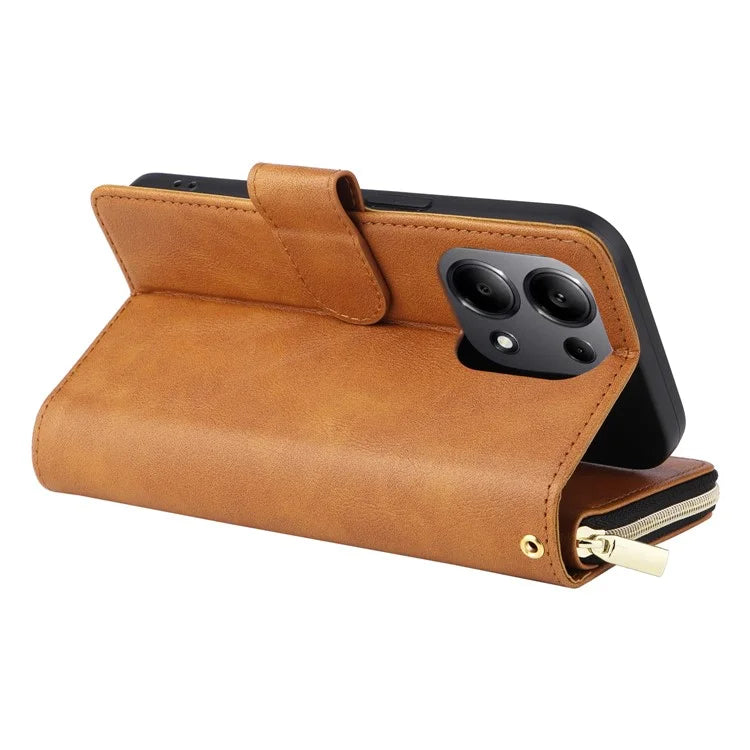 For Xiaomi Redmi Note 13 Pro 4G / Poco M6 Pro 4G Leather Case Zipper Wallet Phone Cover