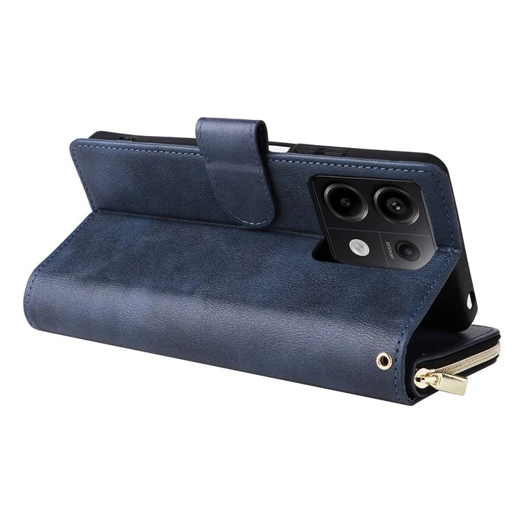 For Xiaomi Redmi Note 13 Pro 5G / Poco X6 5G Case Zipper Pocket Leather Stand Phone Cover