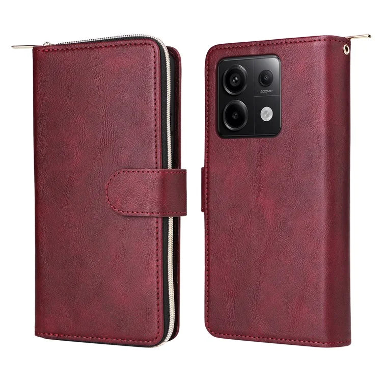 For Xiaomi Redmi Note 13 Pro 5G / Poco X6 5G Case Zipper Pocket Leather Stand Phone Cover