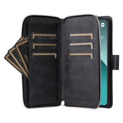 For Xiaomi Redmi Note 13 Pro 5G / Poco X6 5G Case Zipper Pocket Leather Stand Phone Cover