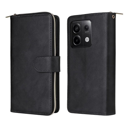 For Xiaomi Redmi Note 13 Pro 5G / Poco X6 5G Case Zipper Pocket Leather Stand Phone Cover