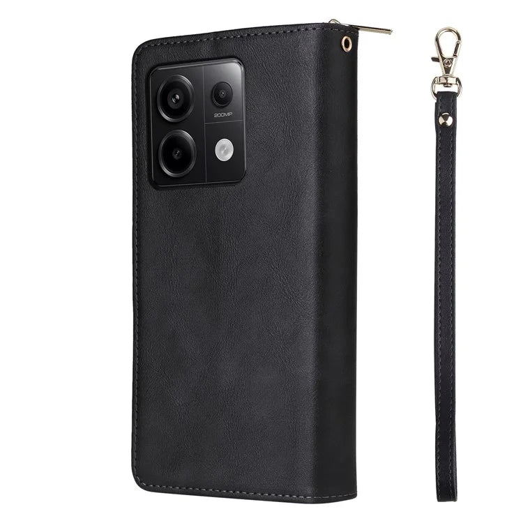 For Xiaomi Redmi Note 13 Pro 5G / Poco X6 5G Case Zipper Pocket Leather Stand Phone Cover