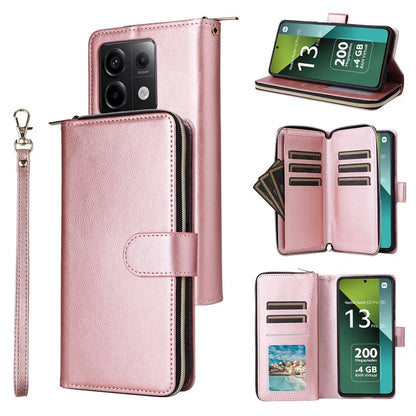 For Xiaomi Redmi Note 13 Pro 5G / Poco X6 5G Case Zipper Pocket Leather Stand Phone Cover