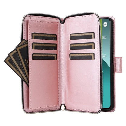 For Xiaomi Redmi Note 13 Pro 5G / Poco X6 5G Case Zipper Pocket Leather Stand Phone Cover