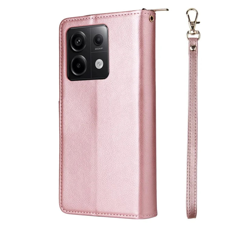 For Xiaomi Redmi Note 13 Pro 5G / Poco X6 5G Case Zipper Pocket Leather Stand Phone Cover