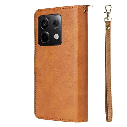 For Xiaomi Redmi Note 13 Pro 5G / Poco X6 5G Case Zipper Pocket Leather Stand Phone Cover