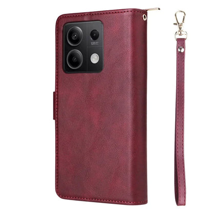 For Xiaomi Redmi Note 13 5G Case with Strap Zipper Wallet PU Leather Phone Cover