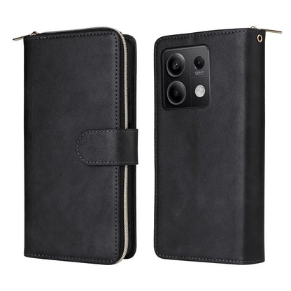 For Xiaomi Redmi Note 13 5G Case with Strap Zipper Wallet PU Leather Phone Cover