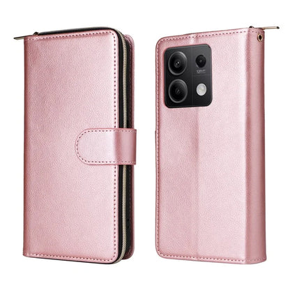 For Xiaomi Redmi Note 13 5G Case with Strap Zipper Wallet PU Leather Phone Cover