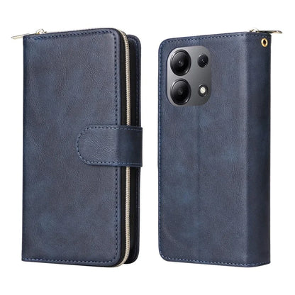 For Xiaomi Redmi Note 13 4G Case Zipper Leather Phone Cover with Stand Card Slots