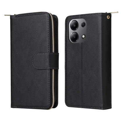 For Xiaomi Redmi Note 13 4G Case Zipper Leather Phone Cover with Stand Card Slots