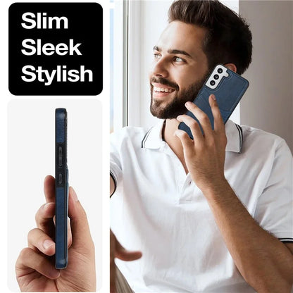 For Samsung Galaxy S22+ 5G Multifunction Phone Shell Card Slot PU+TPU Mobile Phone Case