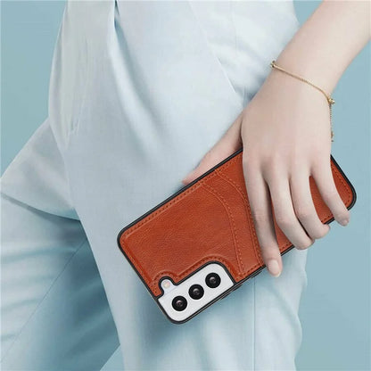 For Samsung Galaxy S22 5G Cases Cell Phone Cover Anti-Scratch PU+TPU Phone Shell with Card Slot