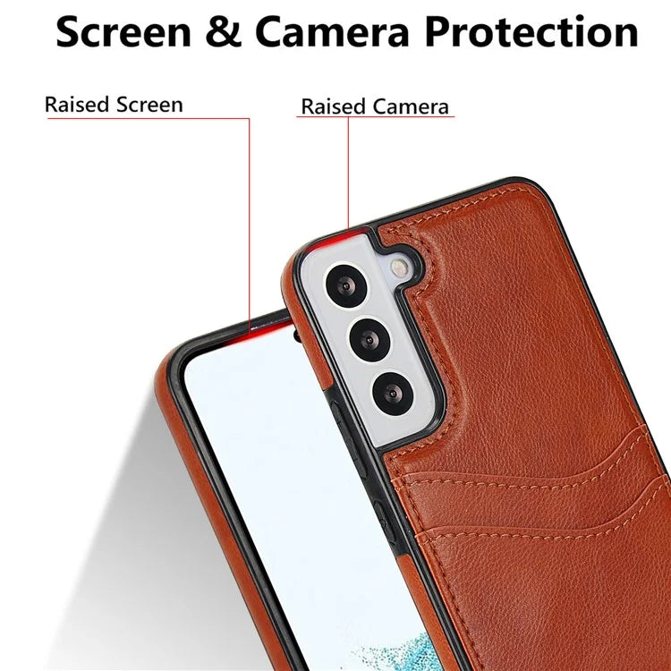 For Samsung Galaxy S22 5G Cases Cell Phone Cover Anti-Scratch PU+TPU Phone Shell with Card Slot