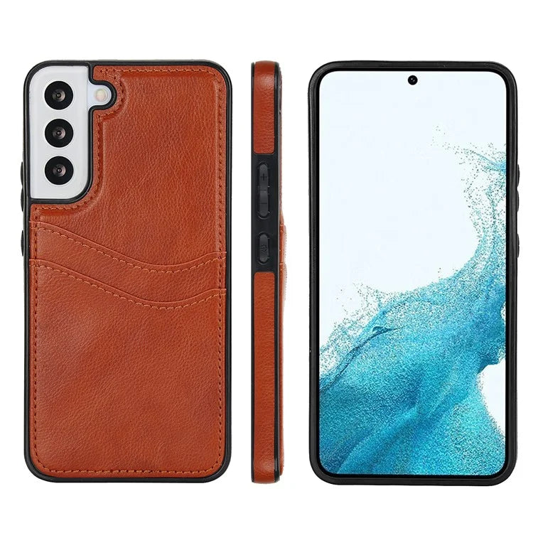 For Samsung Galaxy S22 5G Cases Cell Phone Cover Anti-Scratch PU+TPU Phone Shell with Card Slot