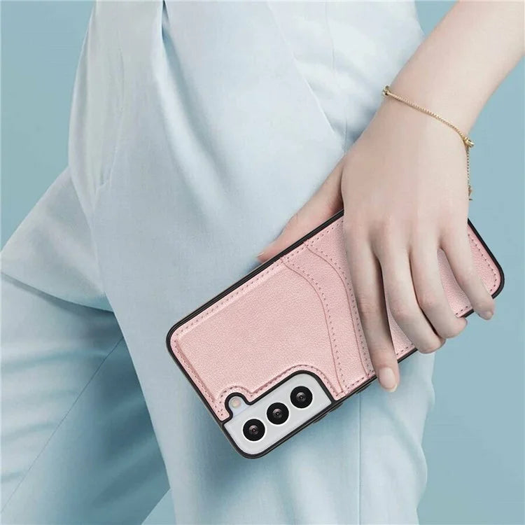 For Samsung Galaxy S22 5G Cases Cell Phone Cover Anti-Scratch PU+TPU Phone Shell with Card Slot