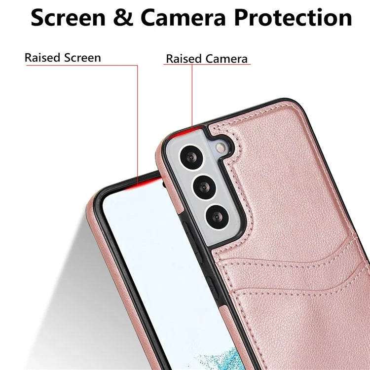 For Samsung Galaxy S22 5G Cases Cell Phone Cover Anti-Scratch PU+TPU Phone Shell with Card Slot