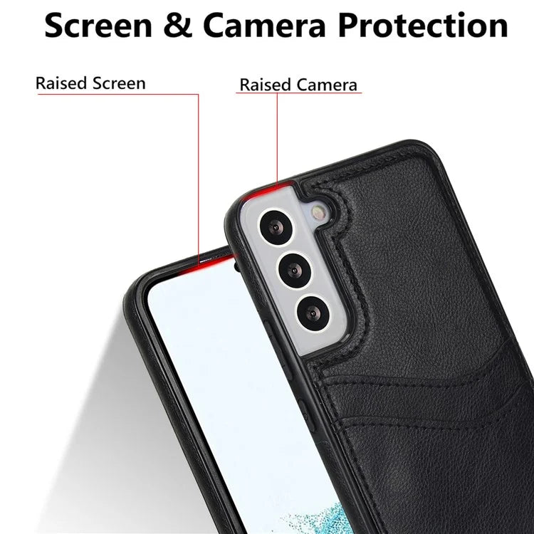 For Samsung Galaxy S22 5G Cases Cell Phone Cover Anti-Scratch PU+TPU Phone Shell with Card Slot