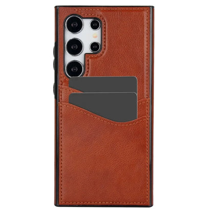 For Samsung Galaxy S24 Ultra Phone Protector Card Slot Scratch-Resistant PU+TPU Phone Case