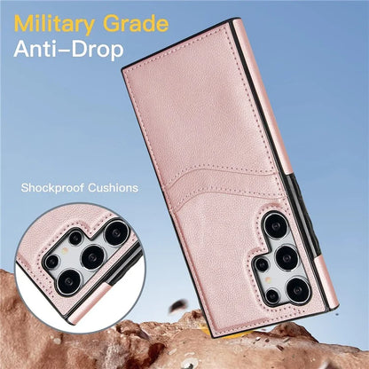 For Samsung Galaxy S24 Ultra Phone Protector Card Slot Scratch-Resistant PU+TPU Phone Case