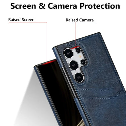 For Samsung Galaxy S24 Ultra Phone Protector Card Slot Scratch-Resistant PU+TPU Phone Case