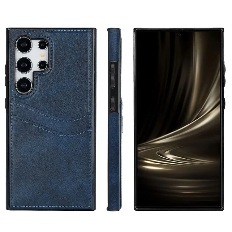 For Samsung Galaxy S24 Ultra Phone Protector Card Slot Scratch-Resistant PU+TPU Phone Case