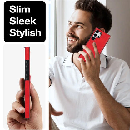 For Samsung Galaxy S24 Ultra Phone Protector Card Slot Scratch-Resistant PU+TPU Phone Case