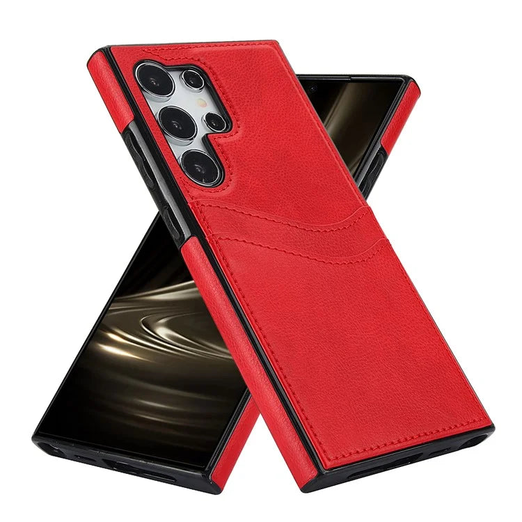 For Samsung Galaxy S24 Ultra Phone Protector Card Slot Scratch-Resistant PU+TPU Phone Case