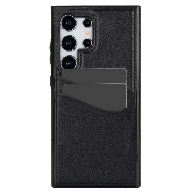 For Samsung Galaxy S24 Ultra Phone Protector Card Slot Scratch-Resistant PU+TPU Phone Case