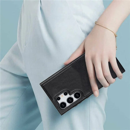 For Samsung Galaxy S24 Ultra Phone Protector Card Slot Scratch-Resistant PU+TPU Phone Case