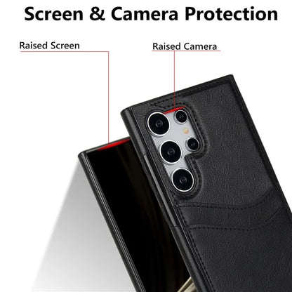 For Samsung Galaxy S24 Ultra Phone Protector Card Slot Scratch-Resistant PU+TPU Phone Case