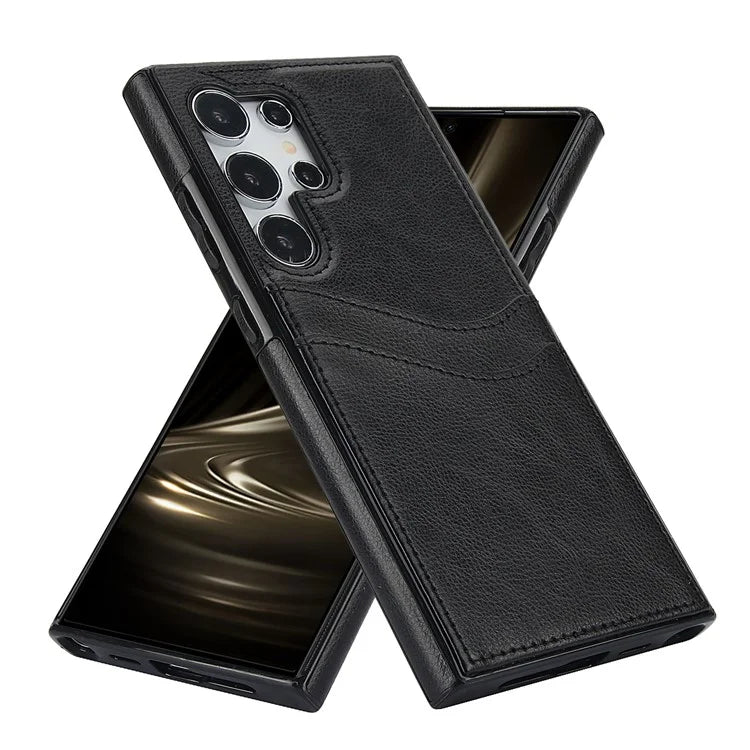 For Samsung Galaxy S24 Ultra Phone Protector Card Slot Scratch-Resistant PU+TPU Phone Case