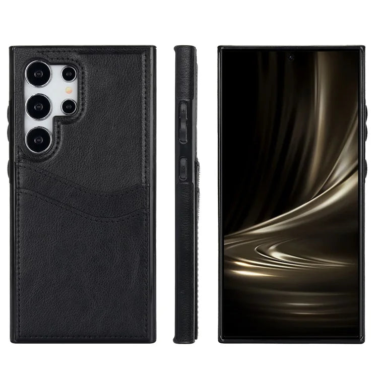 For Samsung Galaxy S24 Ultra Phone Protector Card Slot Scratch-Resistant PU+TPU Phone Case