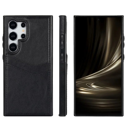 For Samsung Galaxy S24 Ultra Phone Protector Card Slot Scratch-Resistant PU+TPU Phone Case