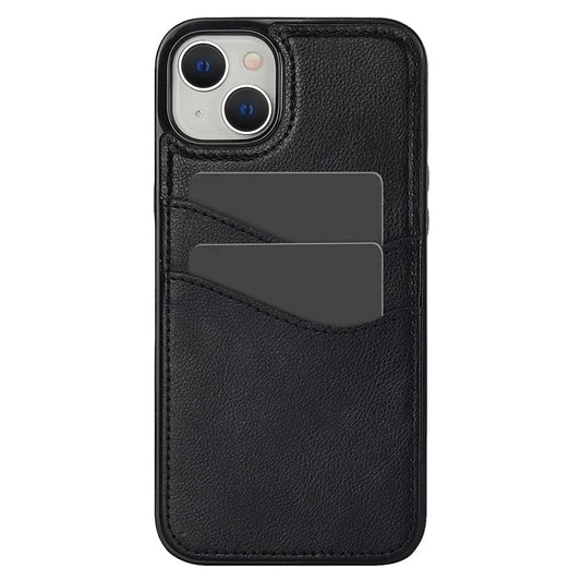 For iPhone 13 mini Case Scratch-Resistant PU+TPU Phone Shell with Card Holder